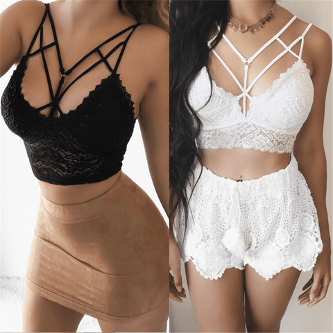 Image of Women Lace Strap V Neck Tanks Top Bra