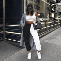 Black and White Patchwork Sweatpants