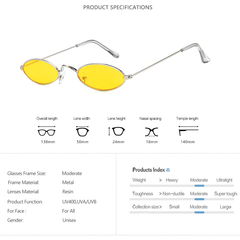 Small Oval Sunglasses Vintage Tiny Metal Frame Flat Lens