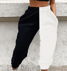 Black and White Patchwork Sweatpants