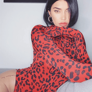 Red Leopard Print Turtleneck Bodysuit with Gloves Autumn Skinny Body Long Sleeve