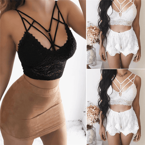 Women Lace Strap V Neck Tanks Top Bra