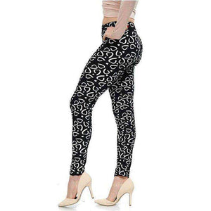 New 2021 Fashion Plus Size Print Flower Guitar Plaid Thin Nine Leggings