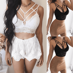 Women Lace Strap V Neck Tanks Top Bra