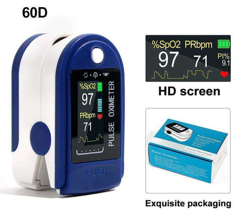 Image of Blue Portable Finger Pulse Oximeter Blood Oxygen Saturation Monitor