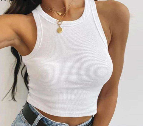 Image of O Neck Ribbed Long Sleeve Tees Shirt Sexy Cropped Women