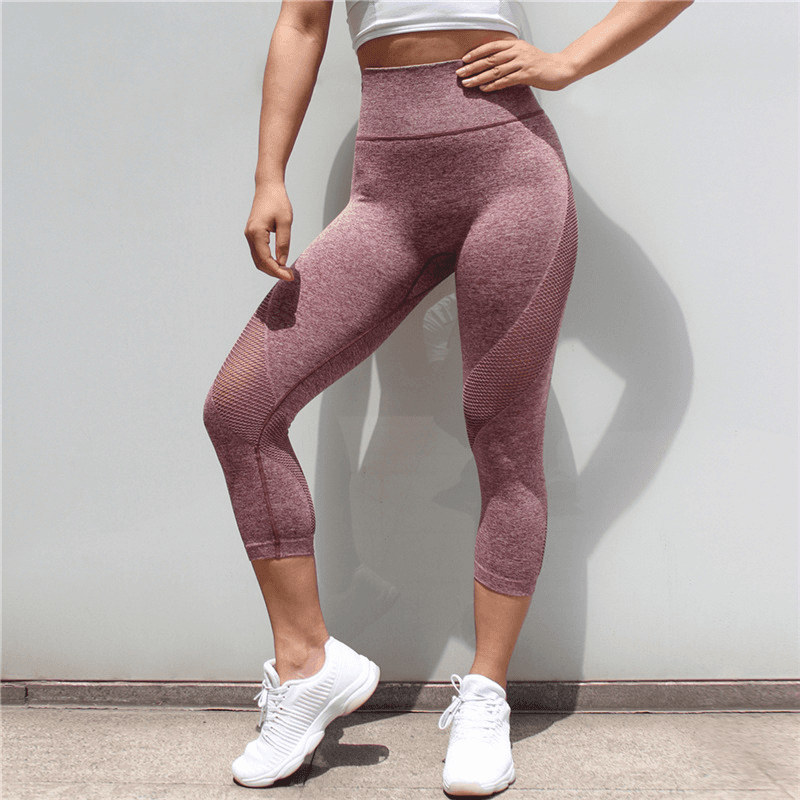 Tummy Control Mesh Push Up Capri Leggings