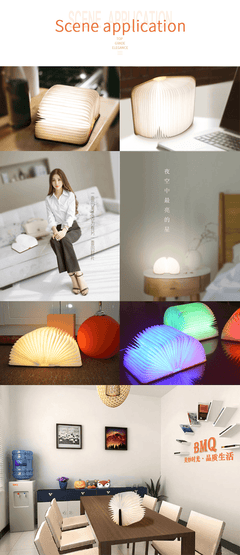 Foldable Magnetic Wooden Book LED Light Lamp