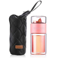 Portable Double Wall Glass Bottle Tea Infuser Tumbler