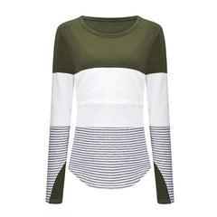 Breastfeeding Long Sleeve Striped O-neck Shirt