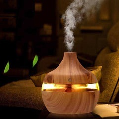 2020 Aesthetic Led Usb Essential Aroma Oil Diffuser Ultrasonic Wood Grain Air Humidifier