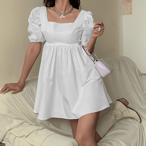 Image of Elegant Sweet White Loose Dress