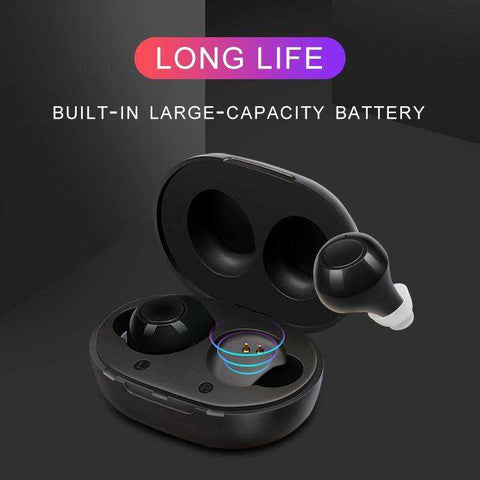 Image of Portable Sound Amplifier Adjustable Black Hearing Aid for Deafness Elderly