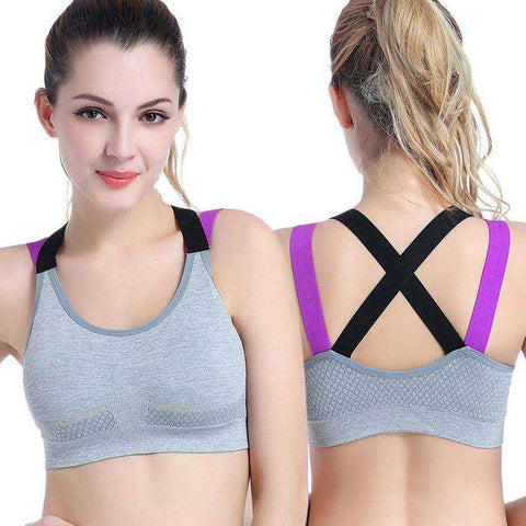 Image of Sports Bra Full Cup Breathable Top Shockproof Cross Back