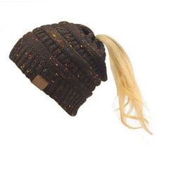 Women Warm Knitted Ponytail Beanies