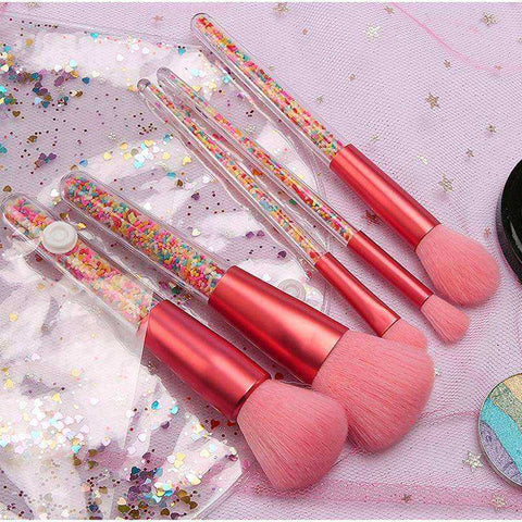 Image of 5pcs Lollipop Candy Unicorn Crystal Makeup Brushes Set