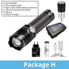 Rechargeable LED Flashlight With 4 Core P50 and 4 Colors LED Chip