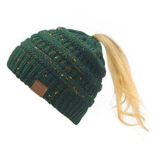 Women Warm Knitted Ponytail Beanies
