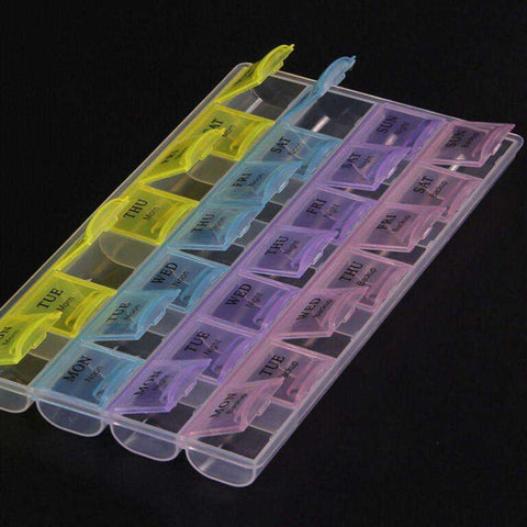 Image of 1PCS 4 Row 7 Days 28 Squares Tablet Pill Box