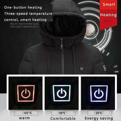 Unisex Winter Outdoor USB Infrared Heating Hooded Jacket