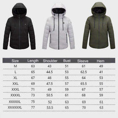 Unisex Winter Outdoor USB Infrared Heating Hooded Jacket