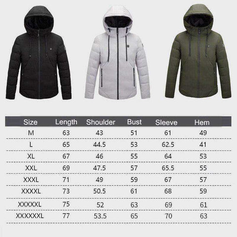 Image of Unisex Winter Outdoor USB Infrared Heating Hooded Jacket
