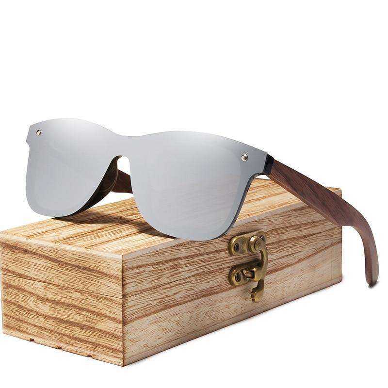 Men Sunglasses Polarized Walnut Wood Mirror UV400 Lens