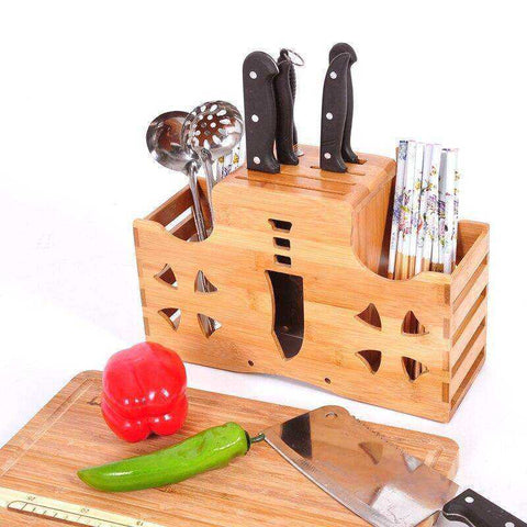 Image of Aesthetic Bamboo Wood Stand Knife Holder
