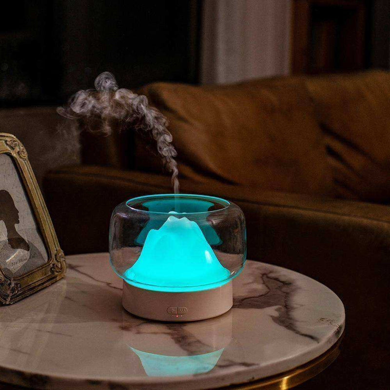 Aesthetic Mountain View BPA Free Aroma Diffuser With Rainbow and Warm Night Lamp