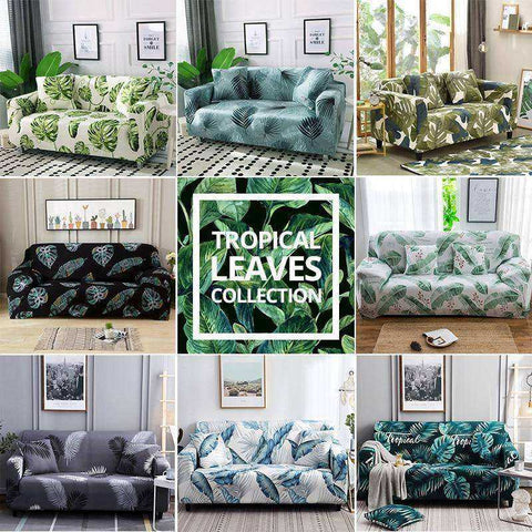 Image of Aesthetic Nature Sofa Covers Tropical Leaves