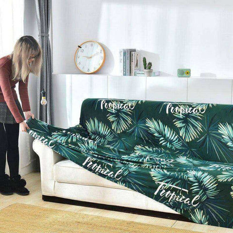 Image of Aesthetic Nature Sofa Covers Tropical Leaves