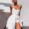 Polka Dot White Women's Summer Sundress Ruffle Backless Party Dress