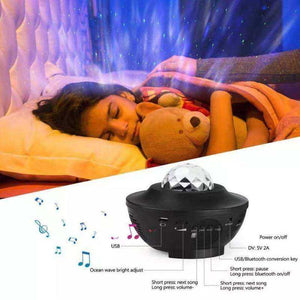 10 Color Ocean Waving Light Star Sky Projector 360 Degree Lamp With Bluetooth Speaker