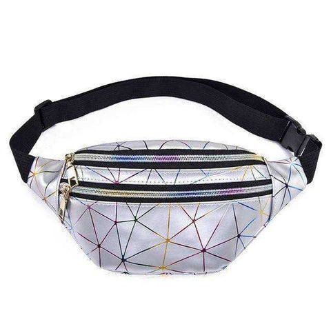 Image of Holographic Waist Belt Bag Women Pink Silver Fanny Geometric Pack