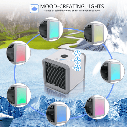 Image of High Quality Portable Mini Air Conditioner Cooler with 7 Color LED