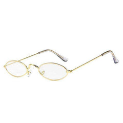 Small Oval Sunglasses Vintage Tiny Metal Frame Flat Lens