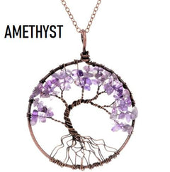Awakening 7 Chakra Tree Of Life Crystal Pendant Necklace
