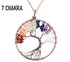Awakening 7 Chakra Tree Of Life Crystal Pendant Necklace