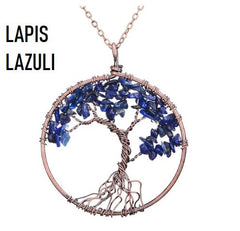 Awakening 7 Chakra Tree Of Life Crystal Pendant Necklace
