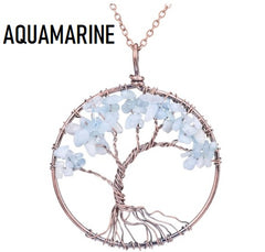 Awakening 7 Chakra Tree Of Life Crystal Pendant Necklace