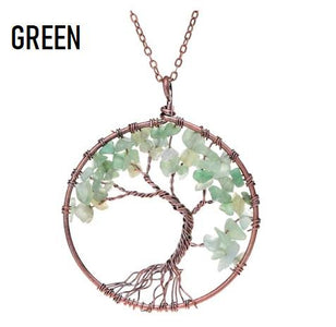 Awakening 7 Chakra Tree Of Life Crystal Pendant Necklace