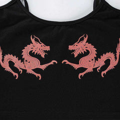 Leslie Black Dragon Crop Top