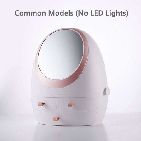 Image of Aesthetic Portable Dustproof LED Light Makeup Mirror Organizer Box