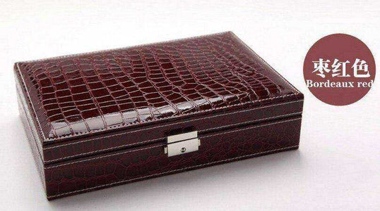 Cosmetic Rectangular Leather Case Jewelry Box