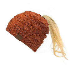 Women Warm Knitted Ponytail Beanies