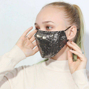 Women Reusable Washable Sequin Face Mask Dustproof