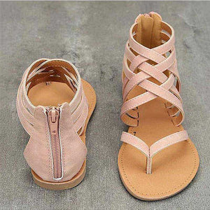 New Female Cross Tied Flat Sandals Rome Style Casual Shoes