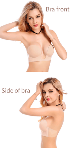 Image of Invisible Backless Strapless Self-adhesive Deep U Push Up Bra
