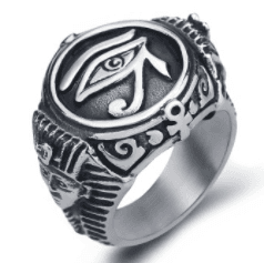 Men Stainless Steel Rings Egyptian Eye of Horus Cross of Life
