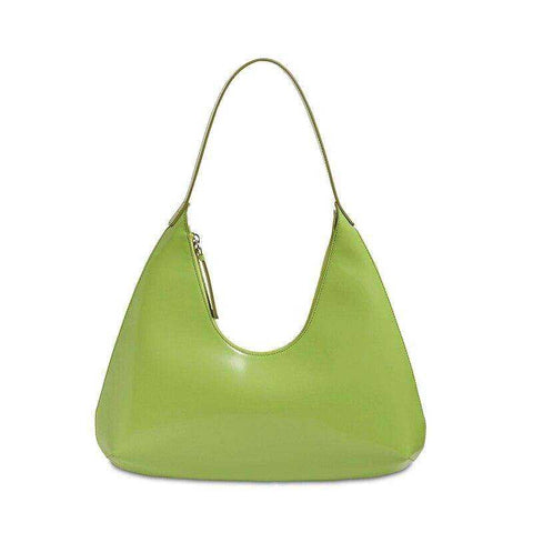 Image of Patent Leather Shiny Underarm Baguette PU Tote Handbags